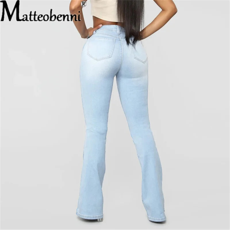  Solid Color Slim-Fit Fashion New Arrival Denim Speaker Pants Skinny High Waist Casual Street Jeans Vetement Femme