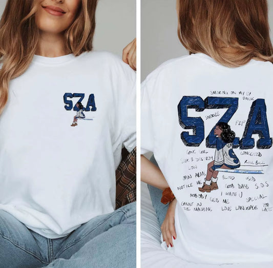 SZA SOS Song Men Women T Shirt Summer Short Sleeve Vintage Pure Cotton round Neck T Shirt Large Size T Shirt